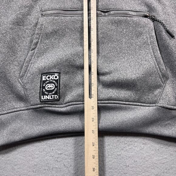 Ecko Unltd Hoodie Men Medium Gray Pullover Big Rhino Logo Skater‎ Grunge - Picture 6 of 11